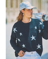 Vince Camuto Women's Star-Print Dropped-Shoulder Sweater