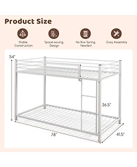 Sugift Low Profile Twin Over Metal Bunk Bed with Full-length Guardrails
