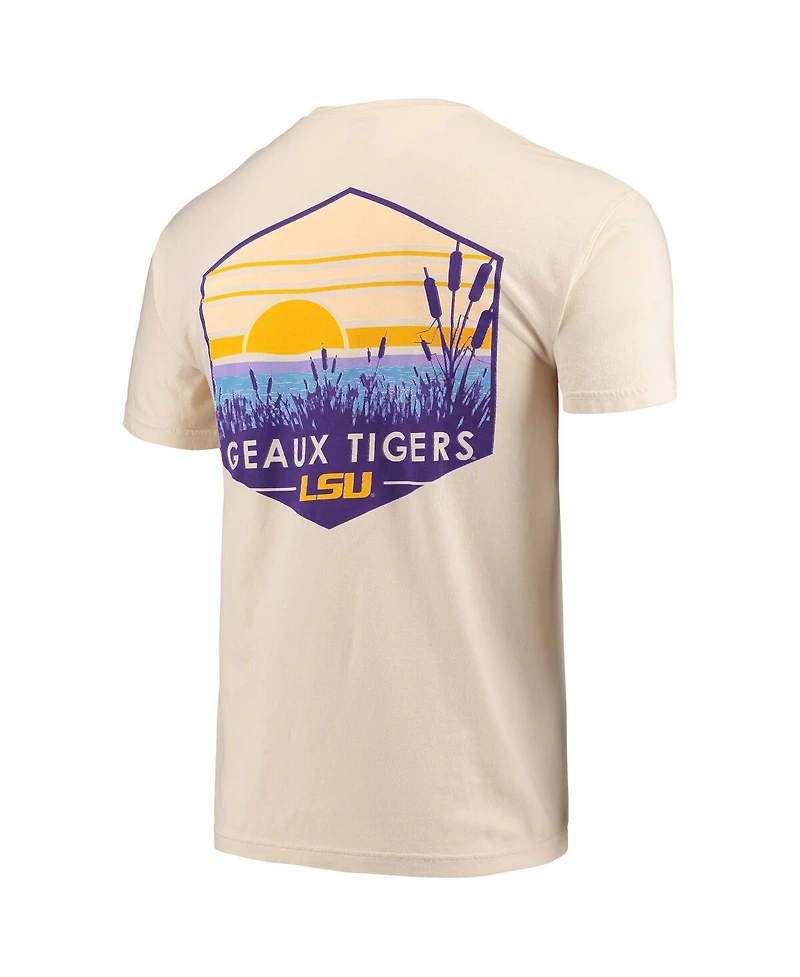 Image One Men's Cream Lsu Tigers Landscape Shield Comfort Colors Pocket T-Shirt