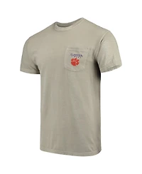 Image One Men's Tan Clemson Tigers Landscape Shield Comfort Colors Pocket T-Shirt