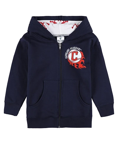 Soft As A Grape Baby Boys and Girls Navy Cleveland Guardians Baseball Full-Zip Hoodie