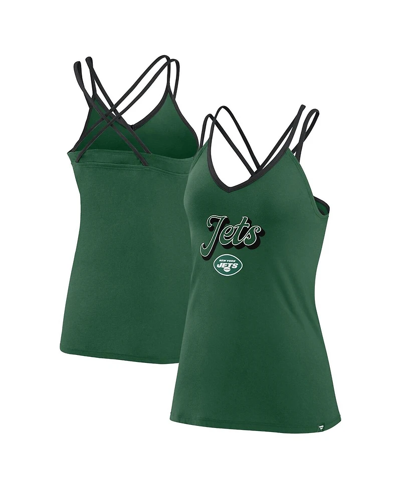 Fanatics Women's Green New York Jets Go for It Strappy Crossback Tank Top