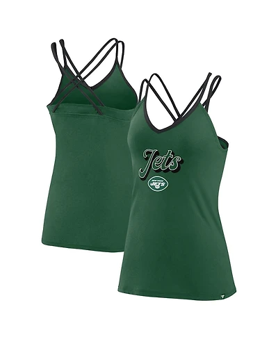 Fanatics Women's Green New York Jets Go for It Strappy Crossback Tank Top