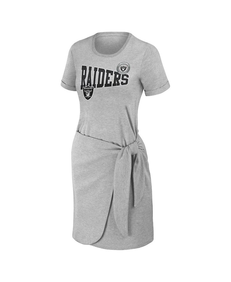 Wear by Erin Andrews Women's Heather Gray Las Vegas Raiders Knotted T-Shirt Dress