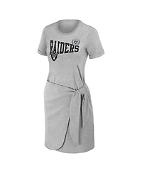 Wear by Erin Andrews Women's Heather Gray Las Vegas Raiders Knotted T-Shirt Dress