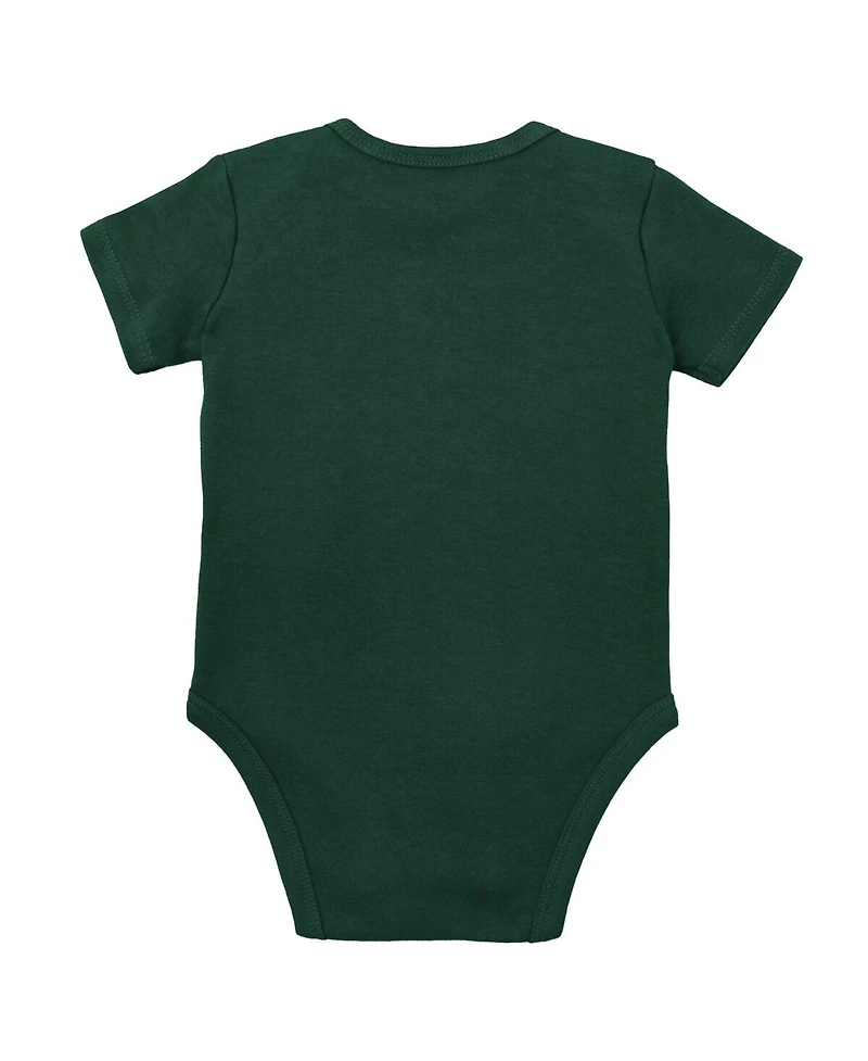 Mitchell & Ness Baby Boys and Girls Green/Heather Gray Michigan State Spartans 3-Pack Bodysuit, Bib Bootie Set