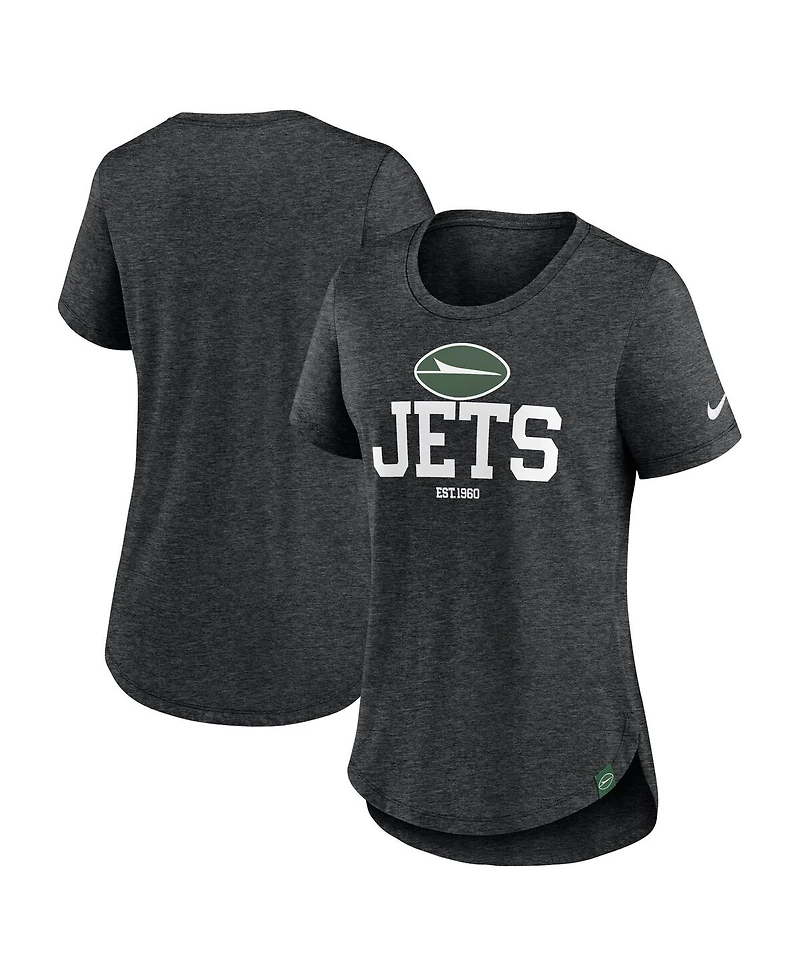 Nike Women's Heather Black New York Jets Fashion Tri-Blend T-Shirt