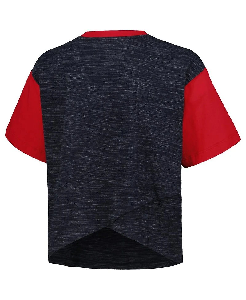5th & Ocean Women's Navy Uswnt Athletic Cross Back Cropped T-Shirt
