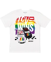 Checkered Flag Sports Men's White Nascar Love Wins Pride T-Shirt