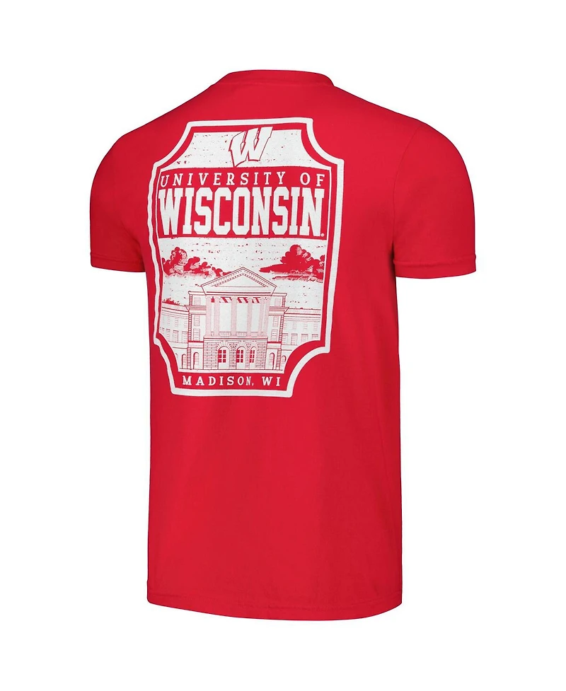 Image One Men's Red Wisconsin Badgers Campus Badge Comfort Colors T-Shirt