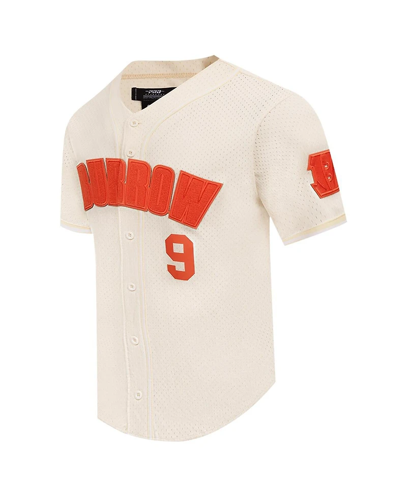 Pro Standard Men's Joe Burrow Cream Cincinnati Bengals Name Number Triple Tonal Button-Up Baseball Jersey