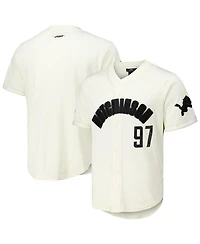 Pro Standard Men's Aidan Hutchinson Cream Detroit Lions Name Number Triple Tonal Button-Up Baseball Jersey