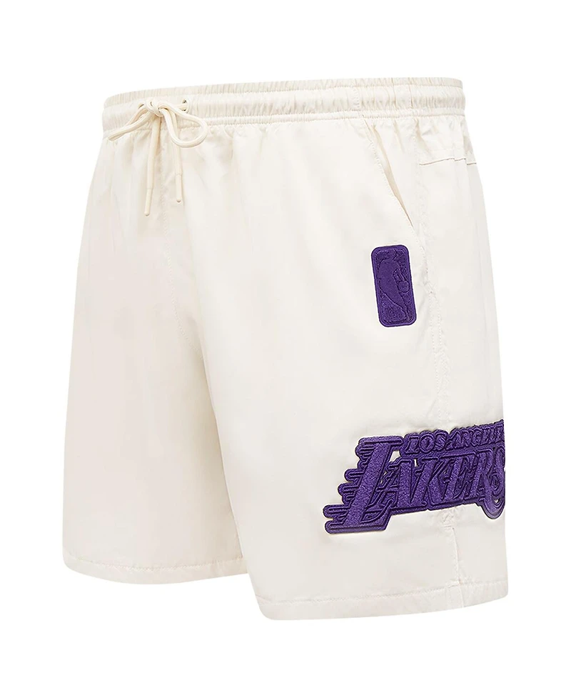 Pro Standard Men's Cream Los Angeles Lakers Triple Tonal Woven Shorts