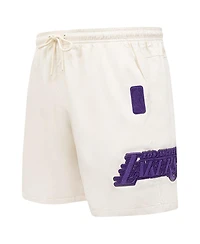 Pro Standard Men's Cream Los Angeles Lakers Triple Tonal Woven Shorts