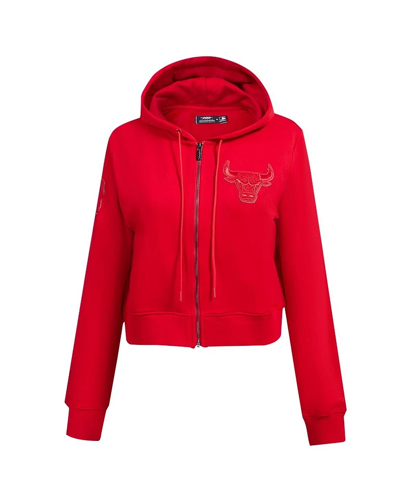 Pro Standard Women's Red Chicago Bulls Triple Tonal Full-Zip Hoodie
