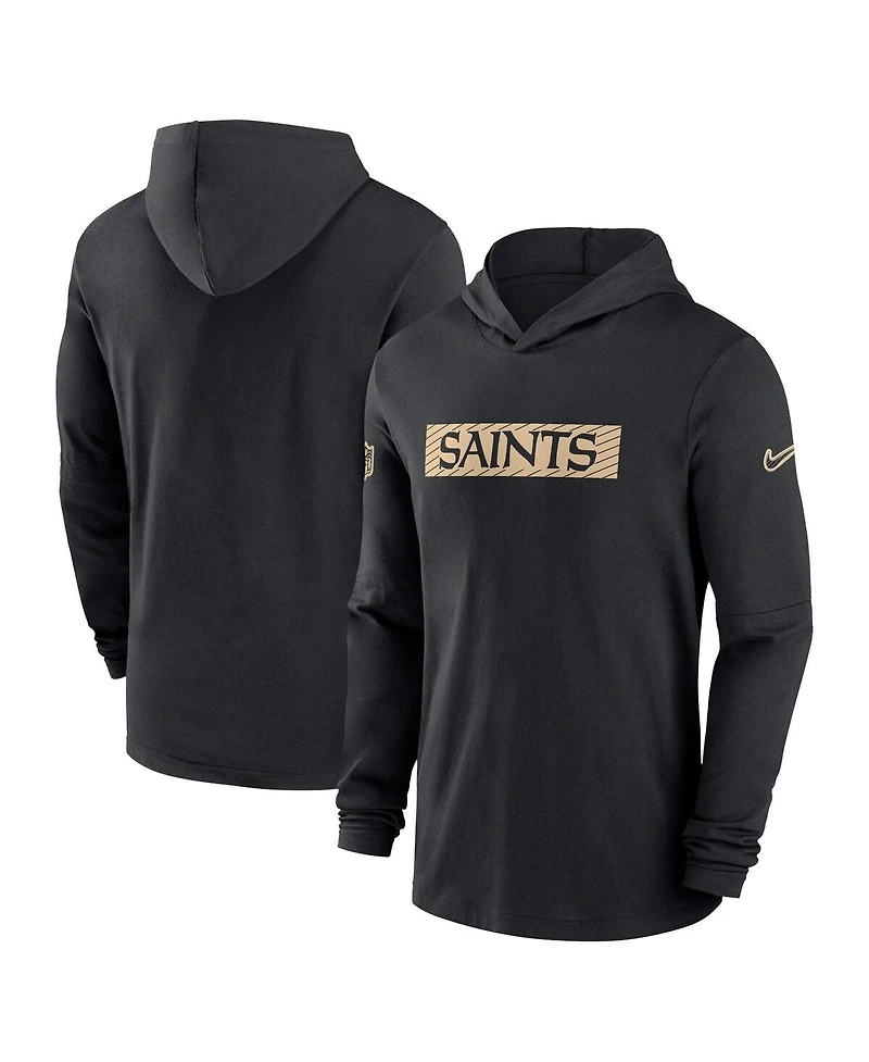Nike Men's Black New Orleans Saints Sideline Hoodie Performance Long Sleeve T-Shirt