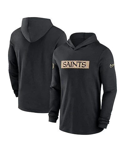 Nike Men's Black New Orleans Saints Sideline Hoodie Performance Long Sleeve T-Shirt
