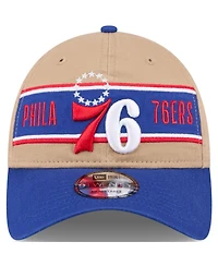New Era Men's Tan/Royal Philadelphia 76ers 2024 Nba Draft 9TWENTY Adjustable Hat