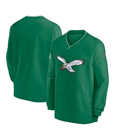 Nike Men's Kelly-Green Philadelphia Eagles Throwback Logo Long-Sleeve V-Neck Windshirt