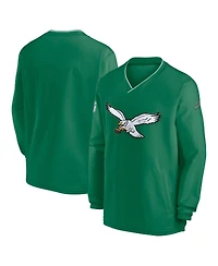 Nike Men's Kelly-Green Philadelphia Eagles Throwback Logo Long-Sleeve V-Neck Windshirt