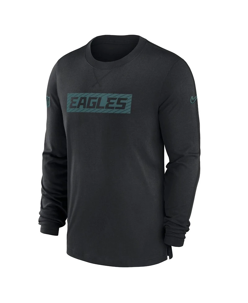 Nike Men's Black Philadelphia Eagles Sideline Player Performance Long Sleeve T-Shirt