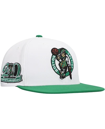 Mitchell & Ness Men's White Boston Celtics Soul Logo Shine 2-Tone Snapback Hat