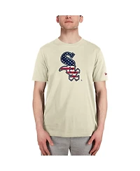 New Era Men's Cream Chicago White Sox Americana Flag Fill T-Shirt