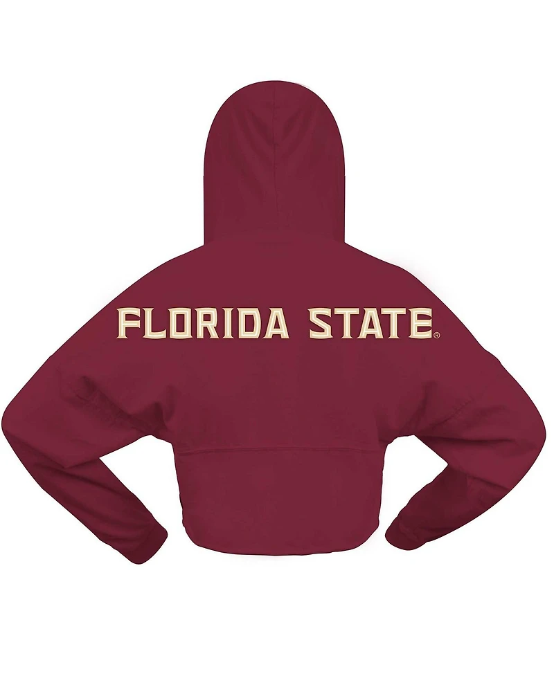 Spirit Jersey Women's Garnet Florida State Seminoles Oversized Cropped Pullover Hoodie