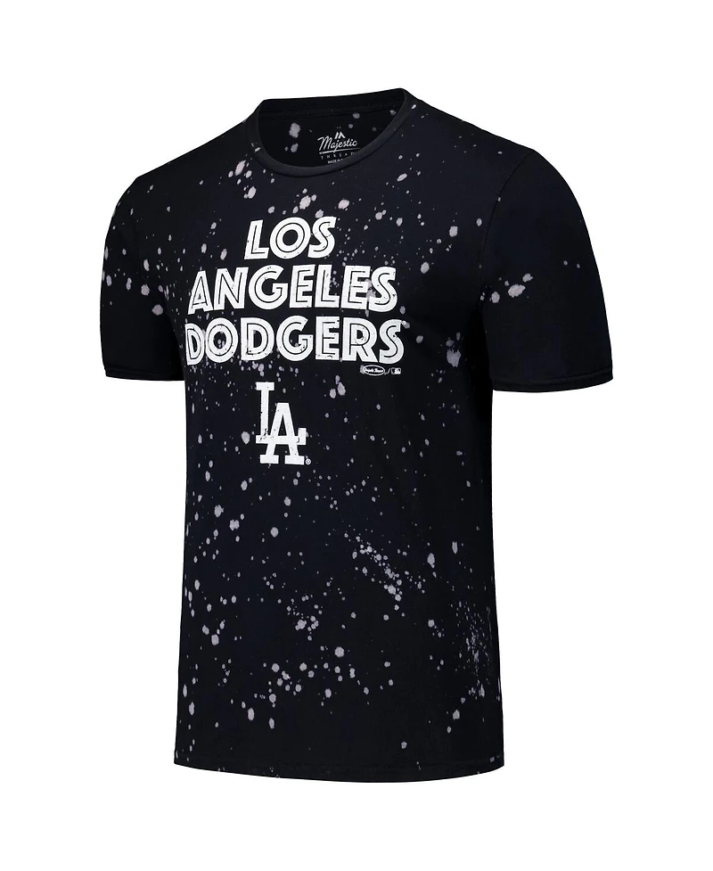 Majestic Men's Black/White Los Angeles Dodgers Splatter T-Shirt