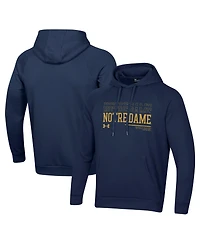 Under Armour Men's Navy Notre Dame Fighting Irish 2024 Sideline Wordmark Rival Pullover Hoodie