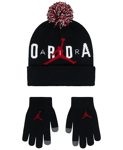 Jordan Big Kids 2-Piece Pom Beanie and Gloves Set