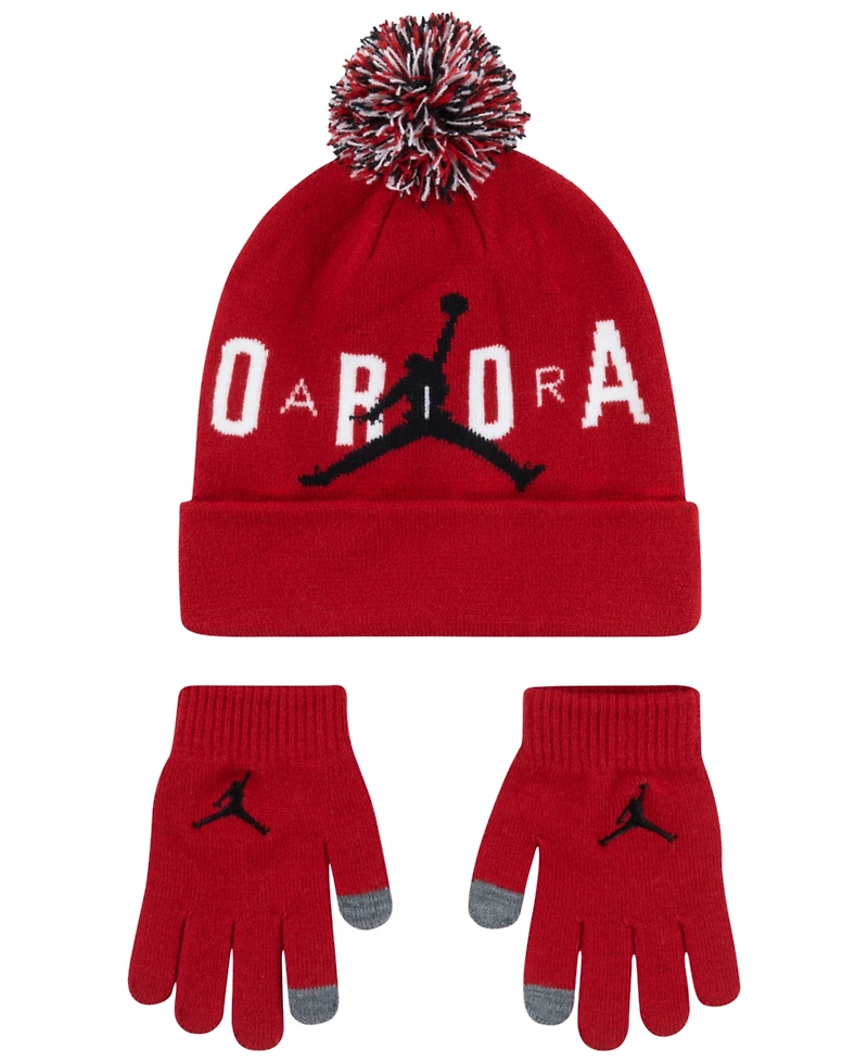 Jordan Big Kids 2-Piece Pom Beanie and Gloves Set