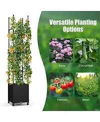 1 Pcs Raised Garden Bed with Trellis and Wheels Self-Watering Planter Box