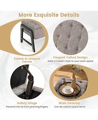 Tufted Ottoman Bench Modern Storage Bench with High Density Sponge Cushion