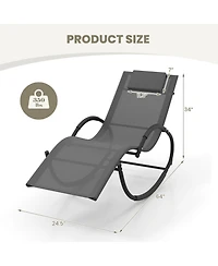 Costway 2 Pcs Outdoor Rocking Lounge Chair with Removable Headrest Breathable Backrest & Seat