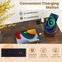 32" Meeting Room Desk Set of 6 with Charging Station & Headphone Hook Metal Frame