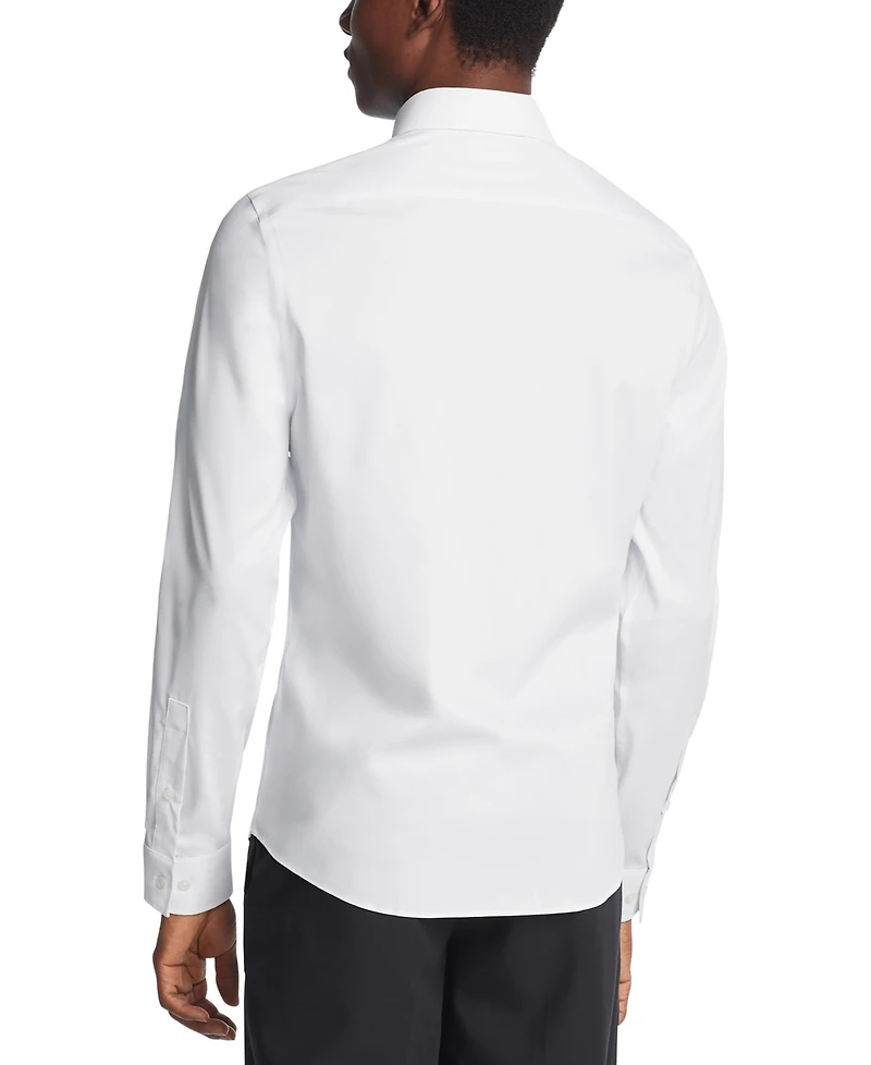 Michael Kors Men's Airsoft Slim Fit Untucked Length Wrinkle Free Stretch Dress Shirt