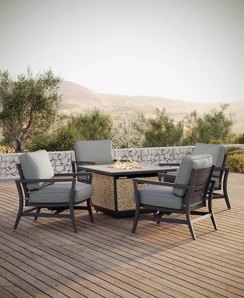 Astaire Outdoor 5-Pc. Chat Set (1 Fire Pit & 4 Rocker Chairs), Created for Macy's