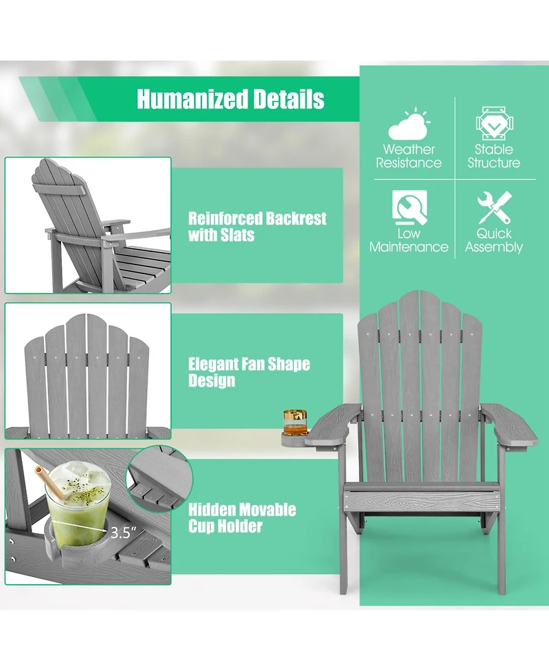 Adirondack Chair Hips Adirondack Chair with Cup Holder & Cushion