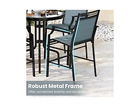 Slickblue Outdoor Counter Stools Set of 2 Heavy-Duty Barstools with Footrest and Armrests