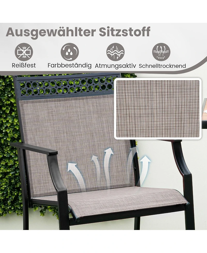 Slickblue Outdoor Counter Stools Set of 2 Heavy-Duty Barstools with Footrest and Armrests