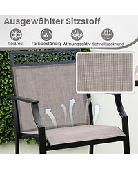 Slickblue Outdoor Counter Stools Set of 2 Heavy-Duty Barstools with Footrest and Armrests