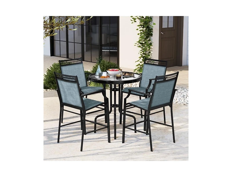 Slickblue Outdoor Counter Stools Set of 2 Heavy-Duty Barstools with Footrest and Armrests