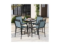 Slickblue Outdoor Counter Stools Set of 2 Heavy-Duty Barstools with Footrest and Armrests