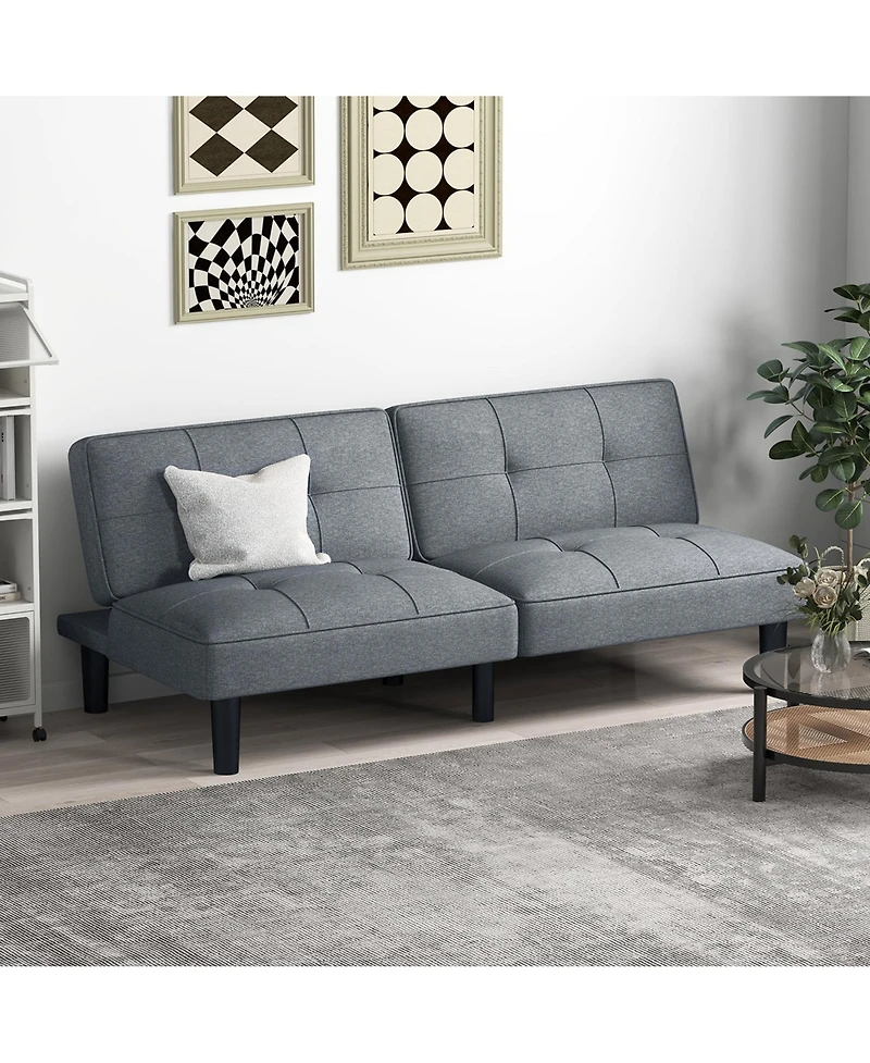 Convertible Folding Futon Sofa Bed with 6-Position Adjustable Backrest Cushion