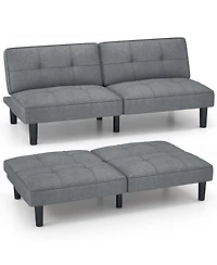 Convertible Folding Futon Sofa Bed with 6-Position Adjustable Backrest Cushion