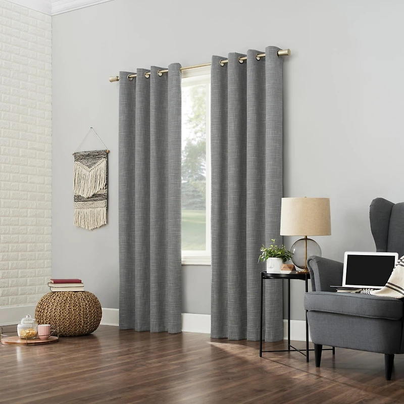 Kline Burlap Weave Thermal Extreme 100% Blackout Grommet Curtain Panel