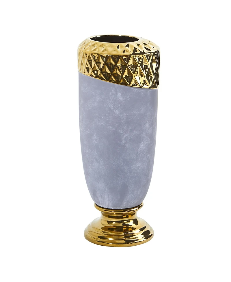 Slickblue Regal Stone Vase with Gold Accents Elegant Decorative Vase for Luxurious Interiors