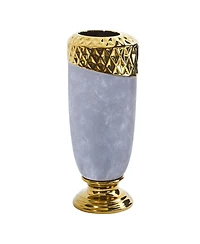 Slickblue Regal Stone Vase with Gold Accents Elegant Decorative Vase for Luxurious Interiors