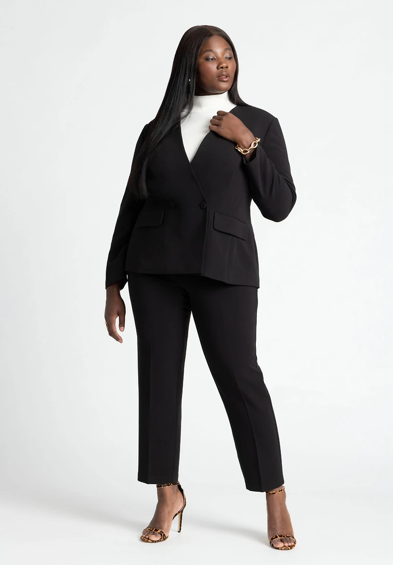 Eloquii Plus The 365 Semi Stretch Double Breast Collarless Blazer